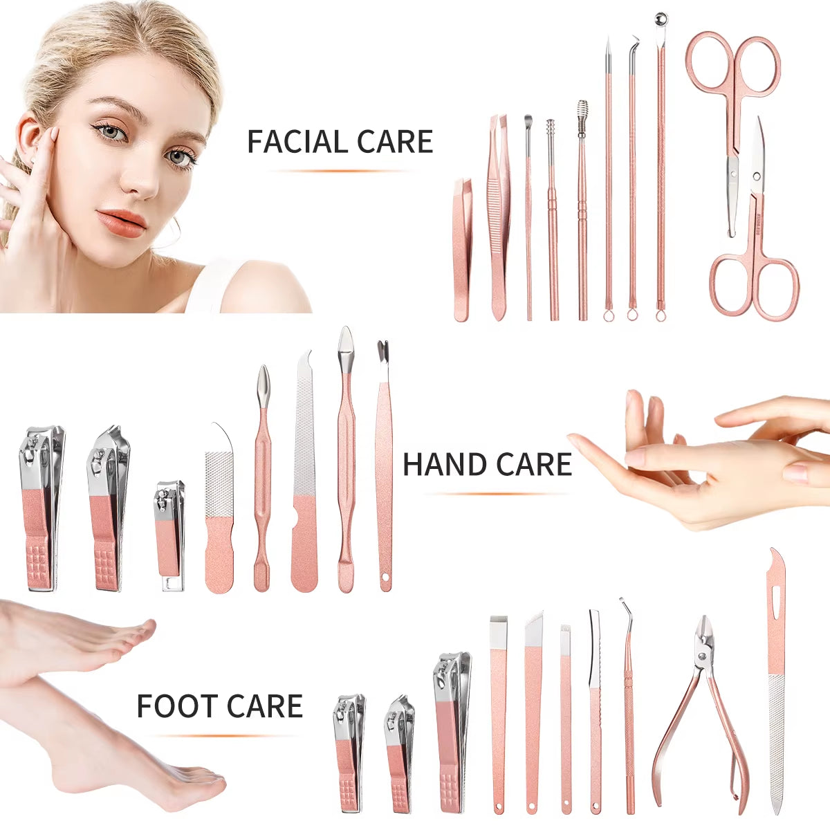 Professional Manicure & Pedicure Set – 7/16/28Pcs Stainless Steel Grooming Tools with Travel Case 