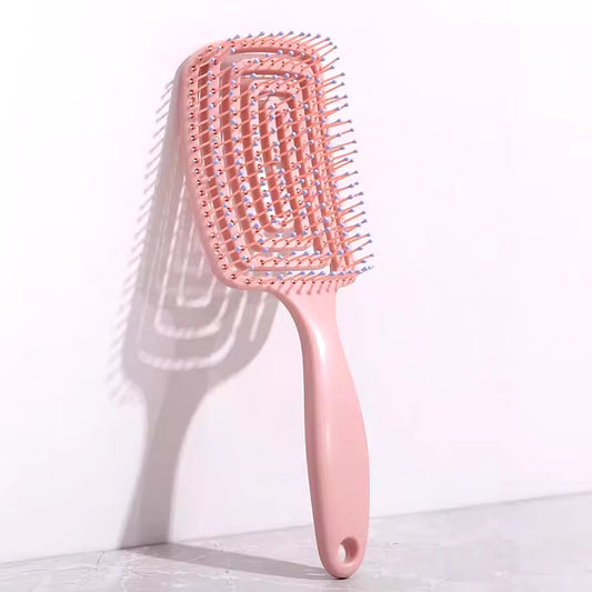 Elastic Massage Hair Brush – Hollow Scalp Detangling Comb for Fast Blow-Dry & Styling
