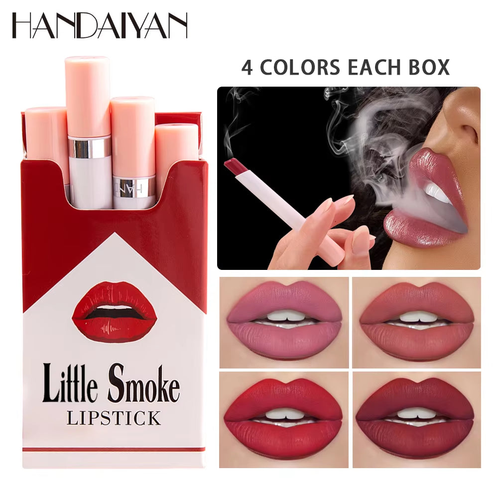 “4-Piece Matte Cigarette Lipstick Collection – Rich, Long-Lasting Shades, Smudge-Free & Soft Velvet Finish” 