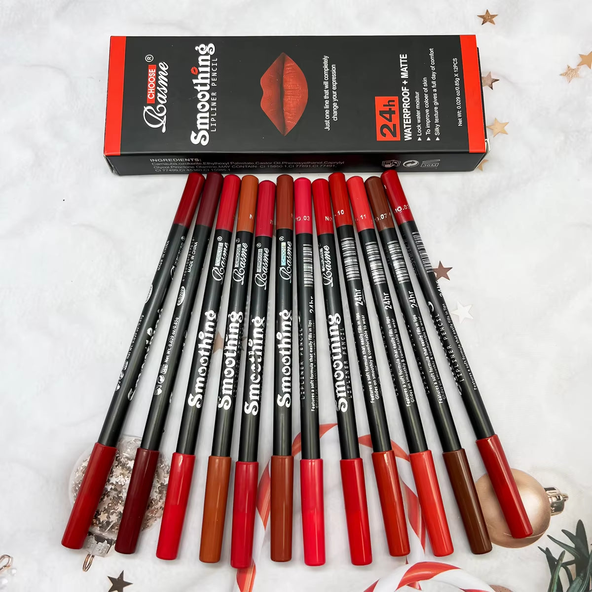 12 Pcs Long-Lasting Lipstick Set with Professional Lip Liner Pencil and Matte Lip Gloss for Women Valentine'S Day Gifts