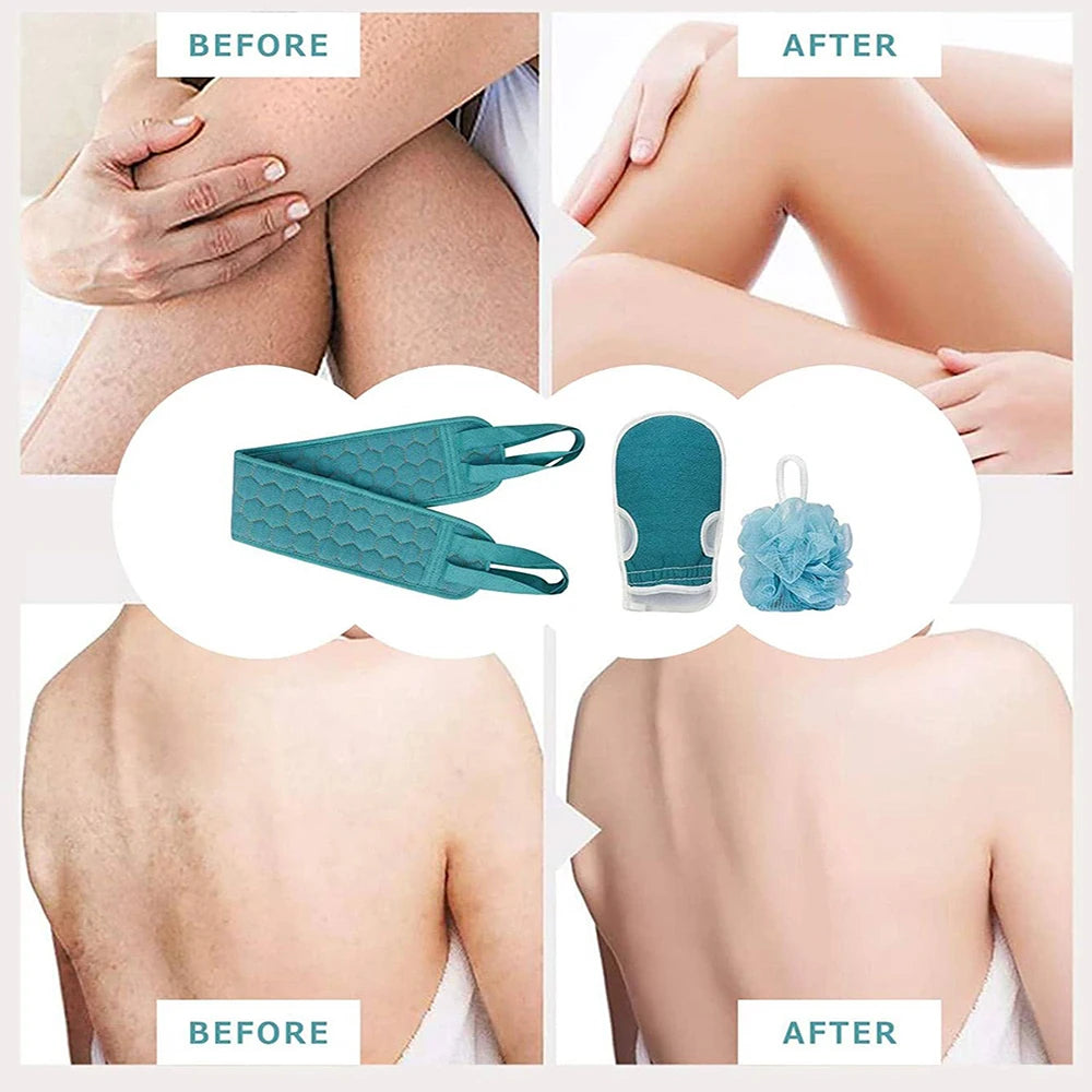 Moroccan Hammam exfoliating Body Scrubber Set – Back Scrubber, Bath Glove & Loofah Sponge“ Scrub Set – Deep Exfoliating & Glowing Skin Ritual”