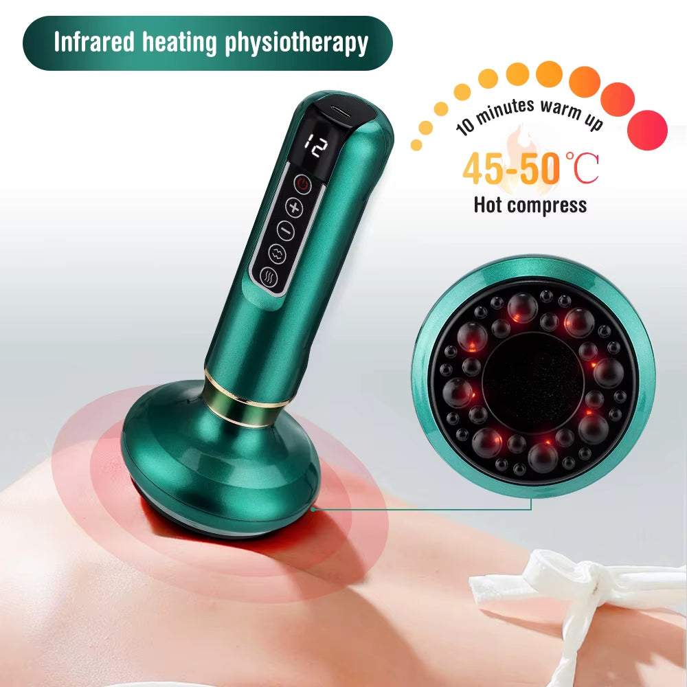Electric Cupping & Guasha Massager | Infrared Heat Vacuum Suction Anti-Cellulite Slimming Massage Therapy