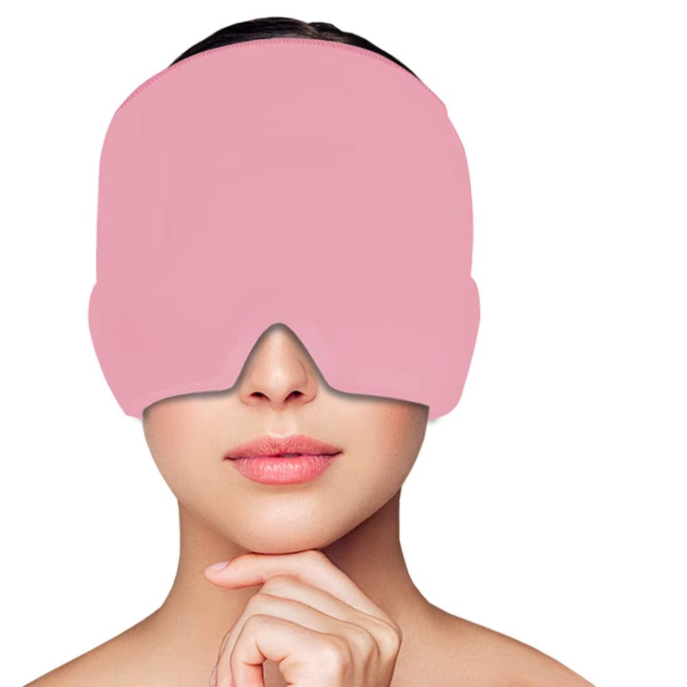 Hot & Cold Gel Head Massager Cap – Migraine & Headache Relief Hat with Eye Mask for Stress, Sinus & Pain Therapy