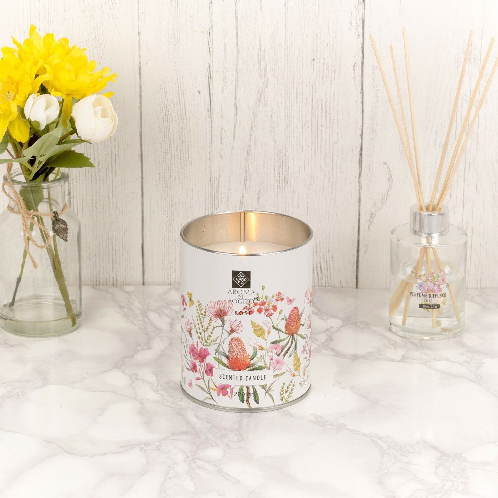 Luxury Flower Scented Wax Candles – 1 or 3 Pc Tin Gift Set, 35-Hour Burn