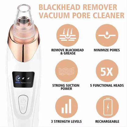 Electric Blackhead Remover Vacuum – Facial & Nose Pore Cleaner for Acne & Blackhead Extraction