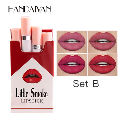 “4-Piece Matte Cigarette Lipstick Collection – Rich, Long-Lasting Shades, Smudge-Free & Soft Velvet Finish” 
