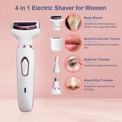 Women’s Electric Hair Trimmer – Portable Painless Razor for Body, Bikini, Face & Legs