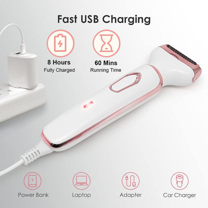 Women’s Electric Hair Trimmer – Portable Painless Razor for Body, Bikini, Face & Legs