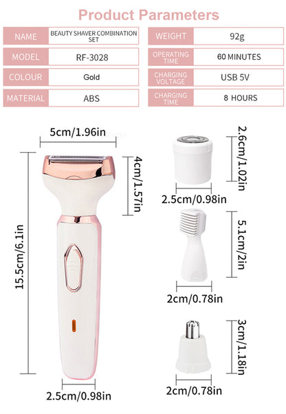 Women’s Electric Hair Trimmer – Portable Painless Razor for Body, Bikini, Face & Legs