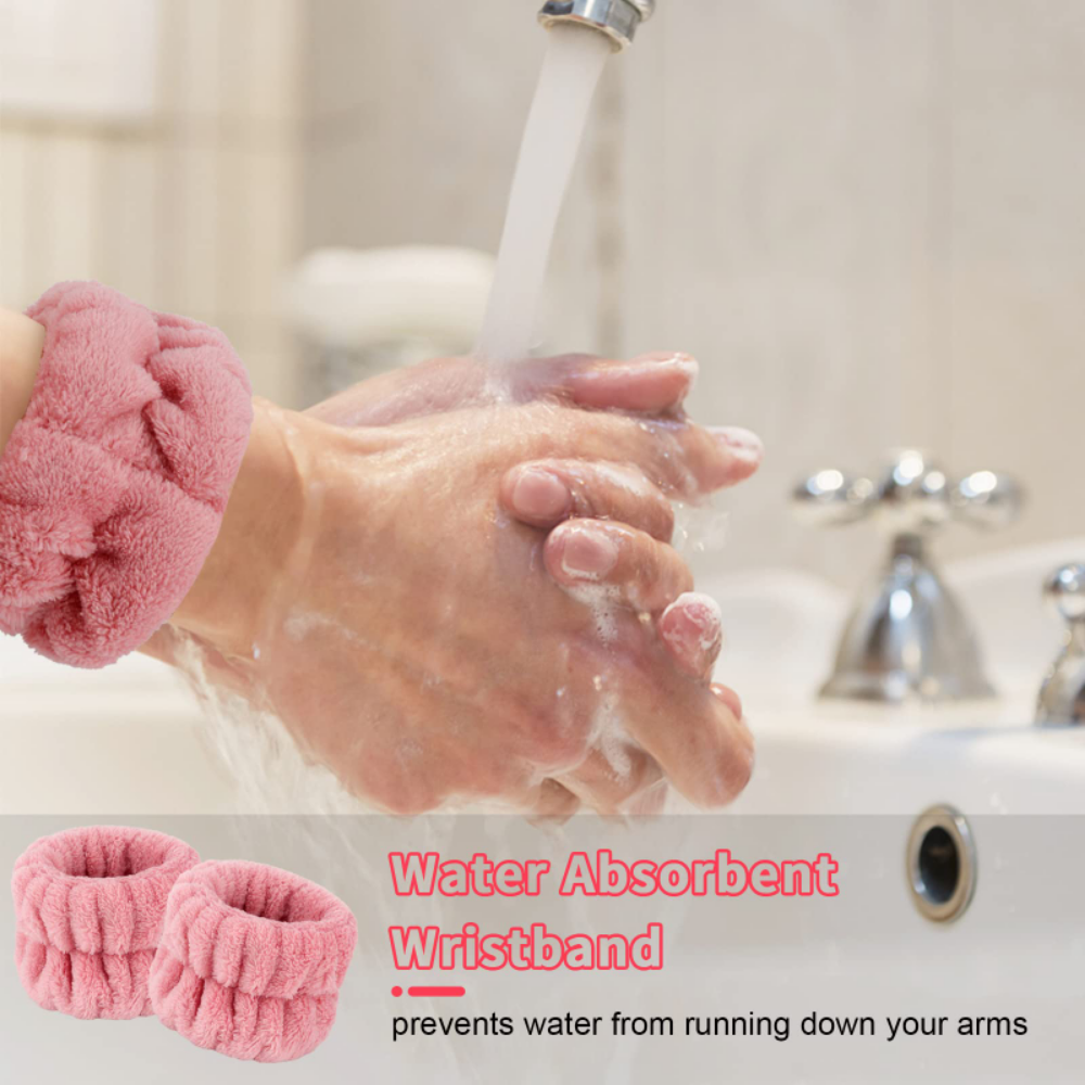 Fluffy Spa Headband & Wristband Set – 3pcs for Face Washing & Makeup, Soft, Absorbent & Stylish