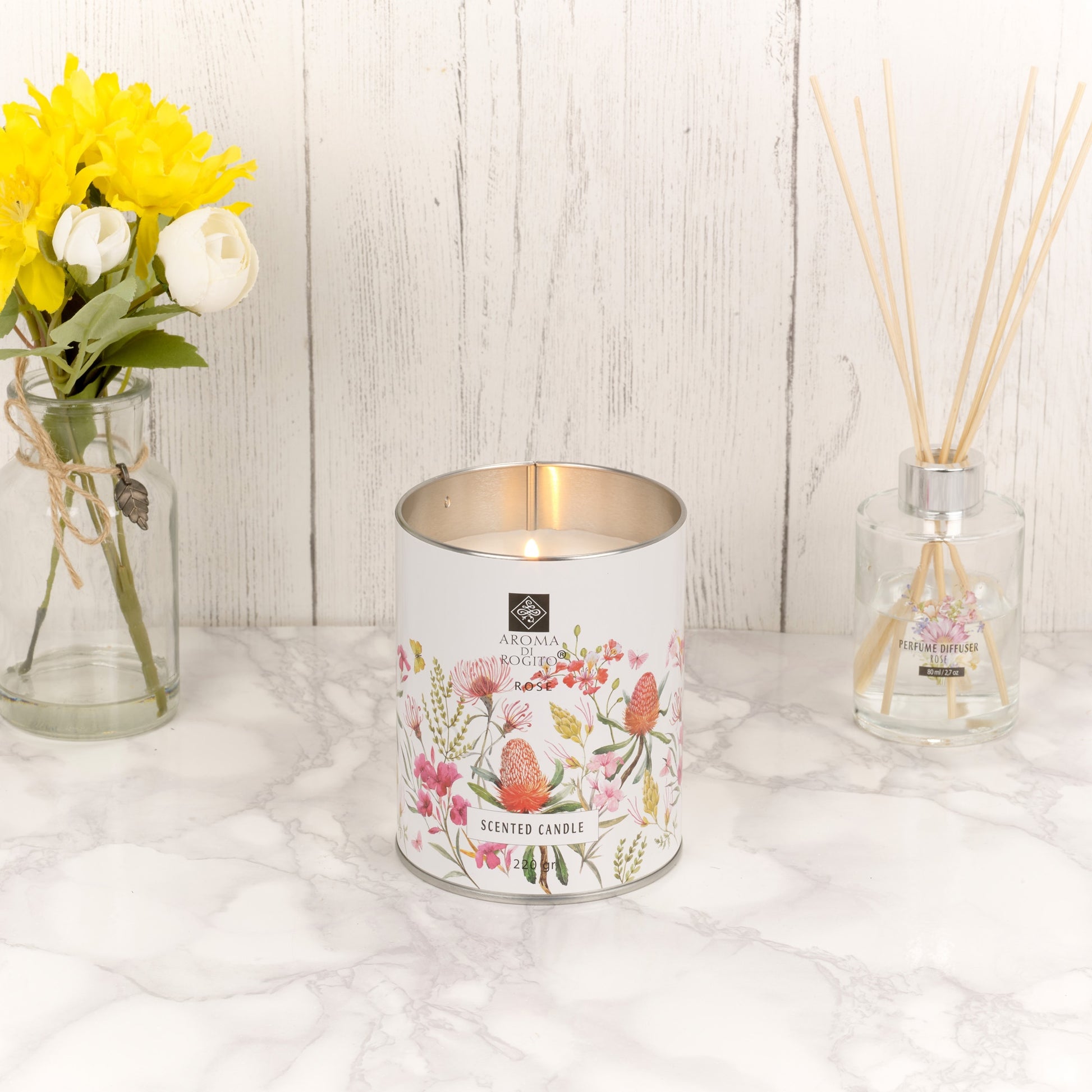 Luxury Flower Scented Wax Candles – 1 or 3 Pc Tin Gift Set, 35-Hour Burn