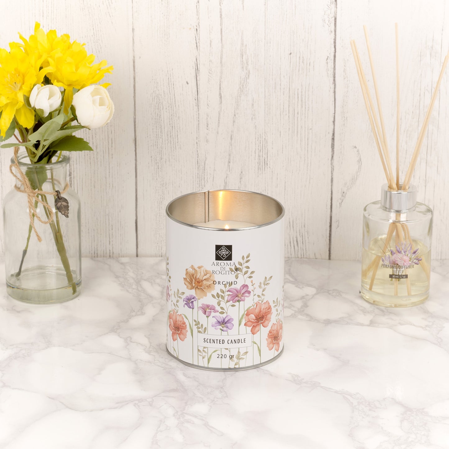 Luxury Flower Scented Wax Candles – 1 or 3 Pc Tin Gift Set, 35-Hour Burn