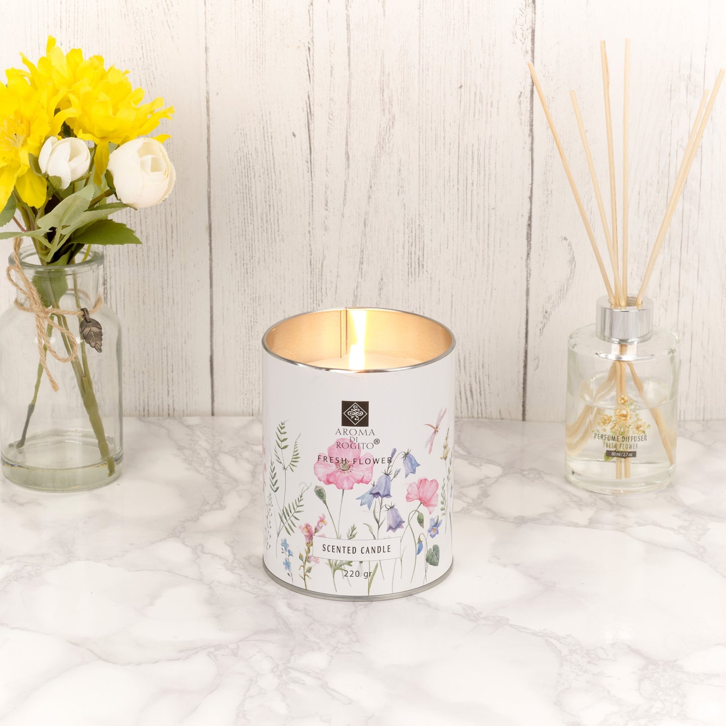 Luxury Flower Scented Wax Candles – 1 or 3 Pc Tin Gift Set, 35-Hour Burn