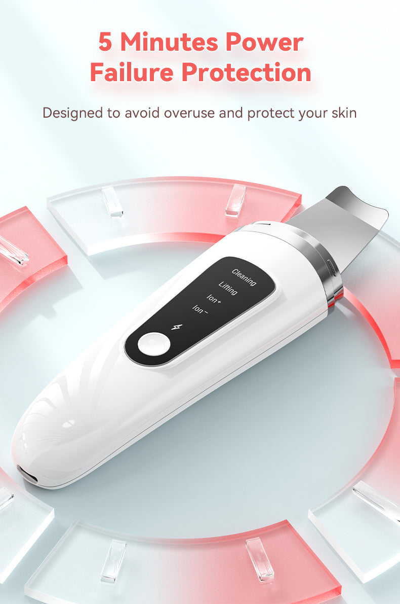 Ultrasonic Facial Skin Scrubber & Blackhead Remover – Deep Pore Cleansing Spatula Exfoliator for Glowing, Smooth Skin”