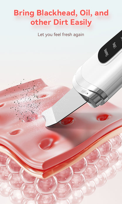 Ultrasonic Facial Skin Scrubber & Blackhead Remover – Deep Pore Cleansing Spatula Exfoliator for Glowing, Smooth Skin”