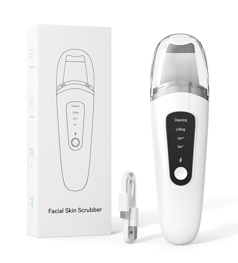 Ultrasonic Facial Skin Scrubber & Blackhead Remover – Deep Pore Cleansing Spatula Exfoliator for Glowing, Smooth Skin”