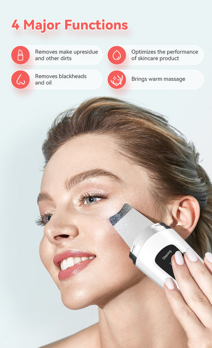 Ultrasonic Facial Skin Scrubber & Blackhead Remover – Deep Pore Cleansing Spatula Exfoliator for Glowing, Smooth Skin”