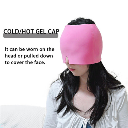 Hot & Cold Gel Head Massager Cap – Migraine & Headache Relief Hat with Eye Mask for Stress, Sinus & Pain Therapy