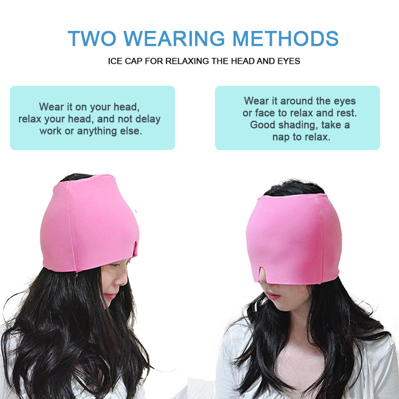Hot & Cold Gel Head Massager Cap – Migraine & Headache Relief Hat with Eye Mask for Stress, Sinus & Pain Therapy