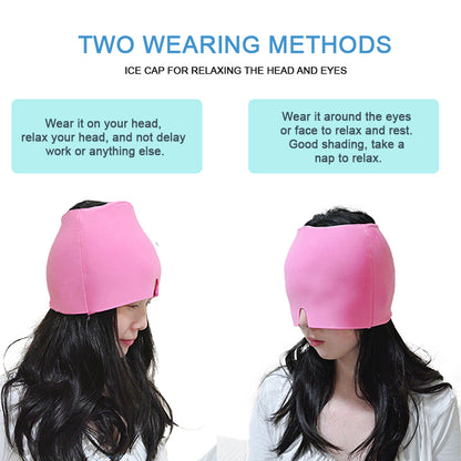 Hot & Cold Gel Head Massager Cap – Migraine & Headache Relief Hat with Eye Mask for Stress, Sinus & Pain Therapy