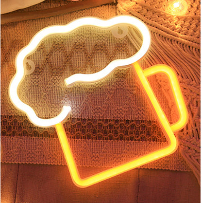 Wine Glass, Beer Mug Neon LED Light Sign – Fun Bar & Party Wall Decor for Weddings, Birthdays, and Gifts