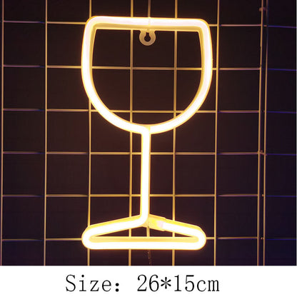 Wine Glass, Beer Mug Neon LED Light Sign – Fun Bar & Party Wall Decor for Weddings, Birthdays, and Gifts