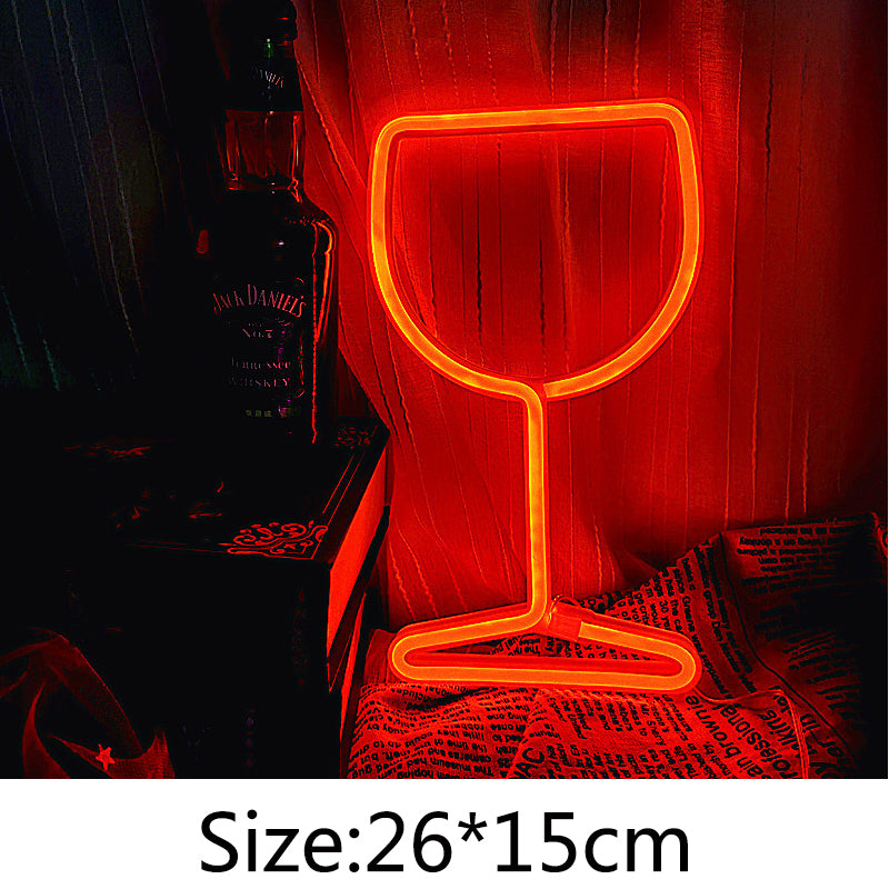 Wine Glass, Beer Mug Neon LED Light Sign – Fun Bar & Party Wall Decor for Weddings, Birthdays, and Gifts