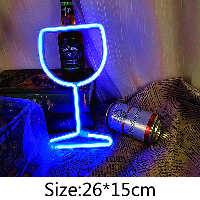 Wine Glass, Beer Mug Neon LED Light Sign – Fun Bar & Party Wall Decor for Weddings, Birthdays, and Gifts