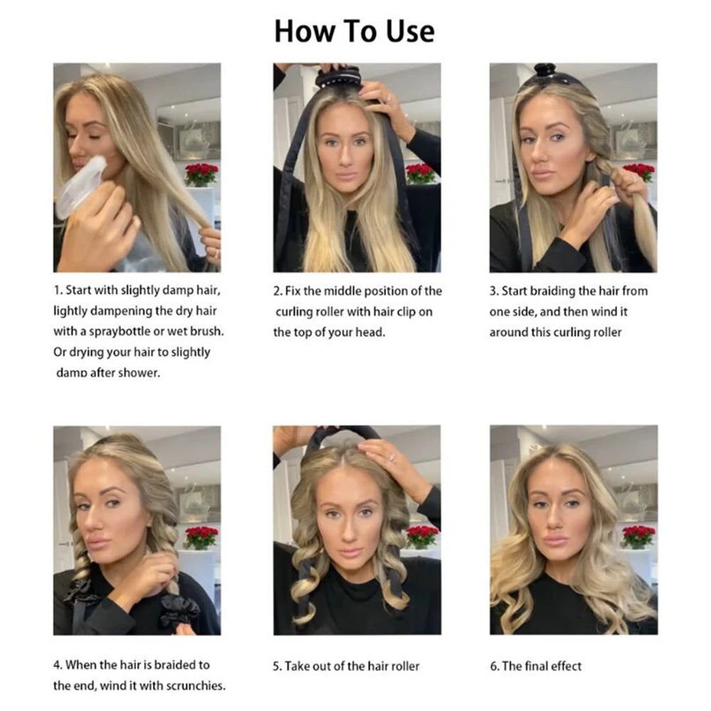 Silk Heatless Curling Rod Headband | No-Heat Hair Curler Ribbon for Effortless Overnight Curls | Soft Sleep-In Hair Styling Tool