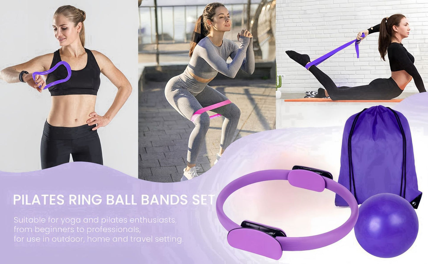 13PCS Pilates Equipment Set – Pilates Ring, Resistance Bands, Yoga Ball & Fitness Accessories for Full Body Home Workouts