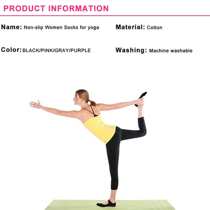 Women’s Non-Slip Backless Pilates & Yoga Socks – Breathable Cotton Grip Socks for Gym, Dance & Workout