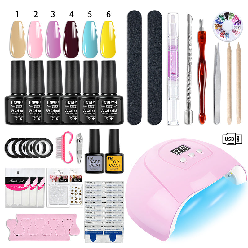 All-in-One Nail Gel Polish Kit with UV Lamp – Soak Off Gel Nail Set for DIY Manicure & Nail Art