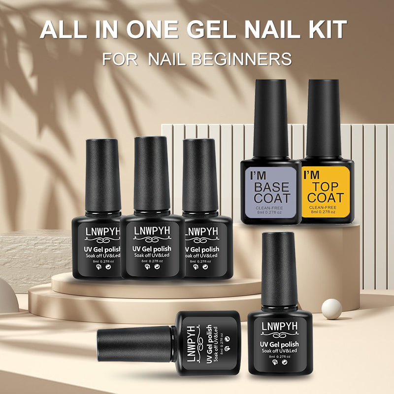 All-in-One Nail Gel Polish Kit with UV Lamp – Soak Off Gel Nail Set for DIY Manicure & Nail Art