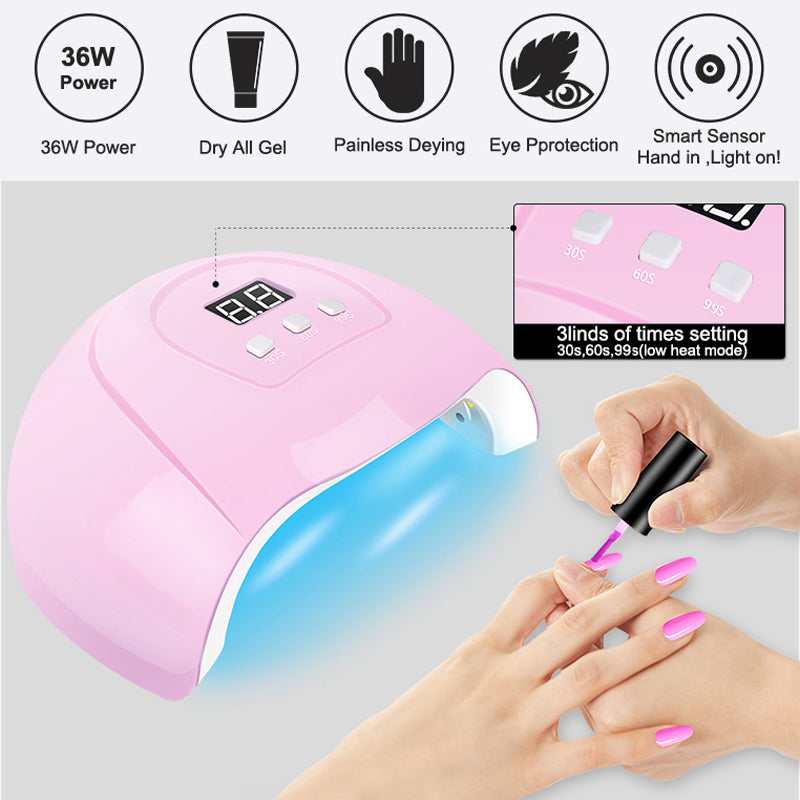 All-in-One Nail Gel Polish Kit with UV Lamp – Soak Off Gel Nail Set for DIY Manicure & Nail Art