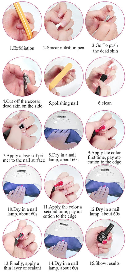 All-in-One Nail Gel Polish Kit with UV Lamp – Soak Off Gel Nail Set for DIY Manicure & Nail Art