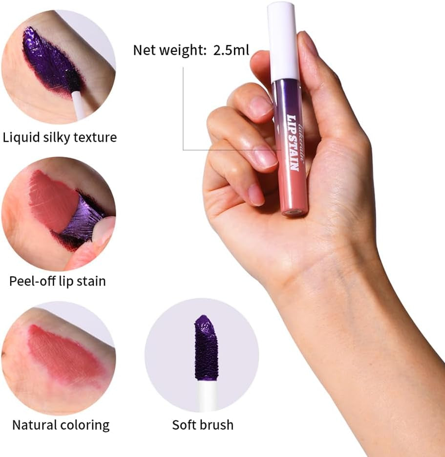Peel-Off Liquid Lip Stain Set – Long-Lasting Waterproof Lip Tint (3-Piece Set)