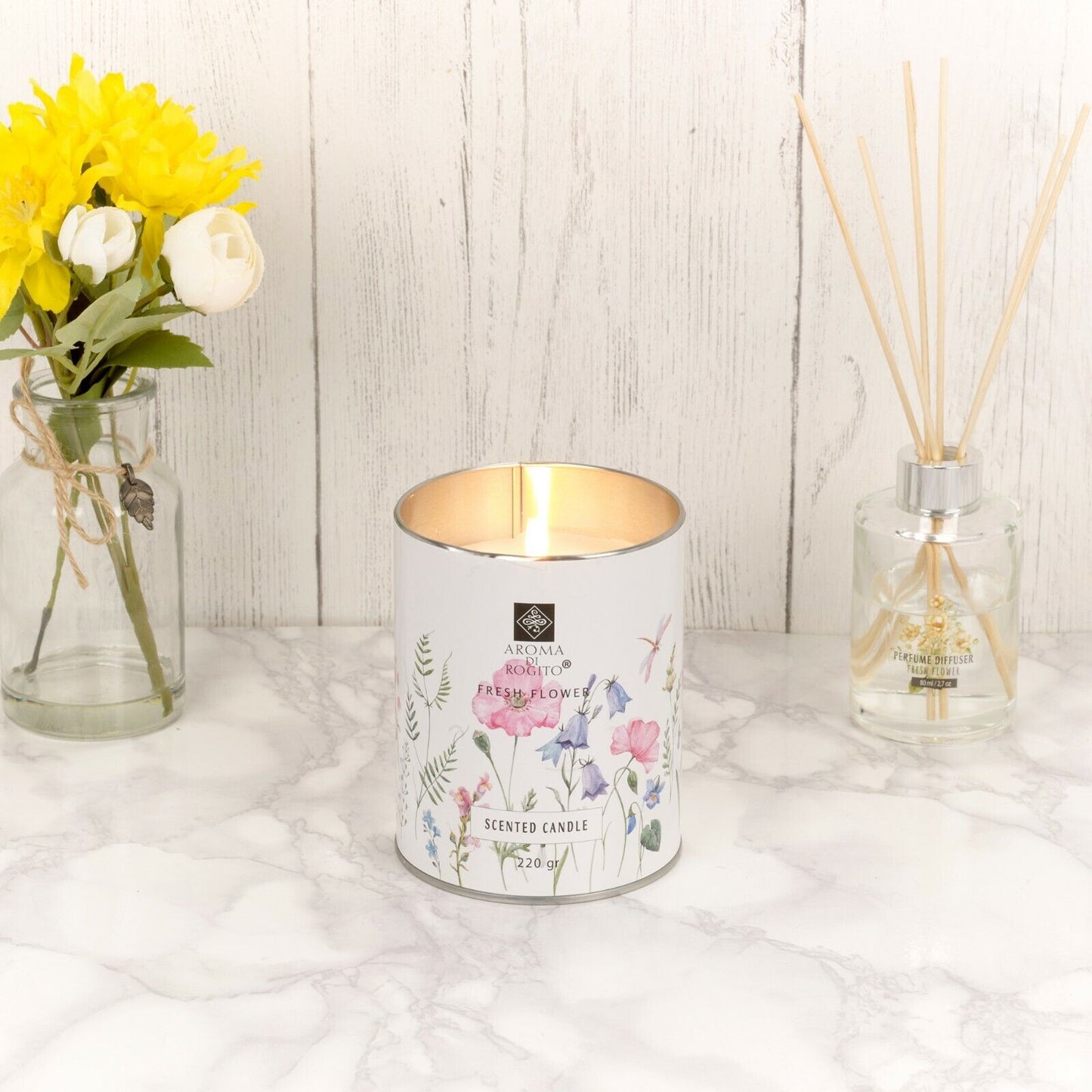 Luxury Flower Scented Wax Candles – 1 or 3 Pc Tin Gift Set, 35-Hour Burn