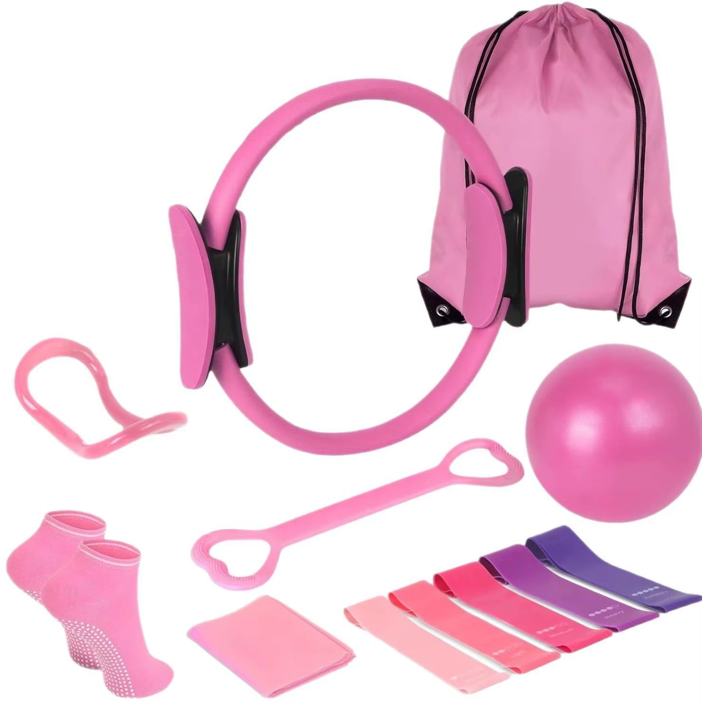 13PCS Pilates Equipment Set – Pilates Ring, Resistance Bands, Yoga Ball & Fitness Accessories for Full Body Home Workouts