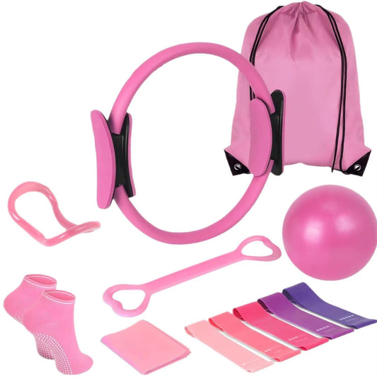 13PCS Pilates Equipment Set – Pilates Ring, Resistance Bands, Yoga Ball & Fitness Accessories for Full Body Home Workouts