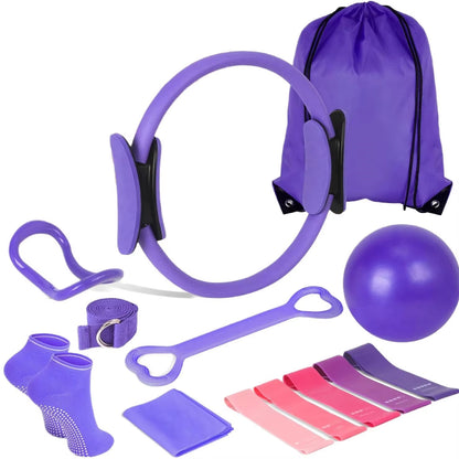 13PCS Pilates Equipment Set – Pilates Ring, Resistance Bands, Yoga Ball & Fitness Accessories for Full Body Home Workouts