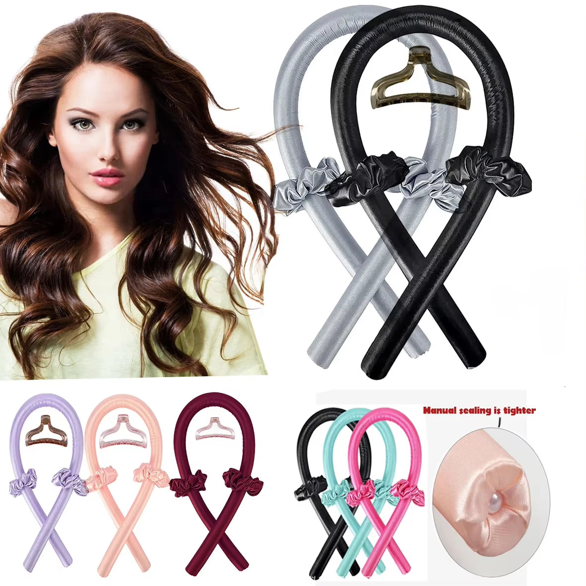 Silk Heatless Curling Rod Headband | No-Heat Hair Curler Ribbon for Effortless Overnight Curls | Soft Sleep-In Hair Styling Tool