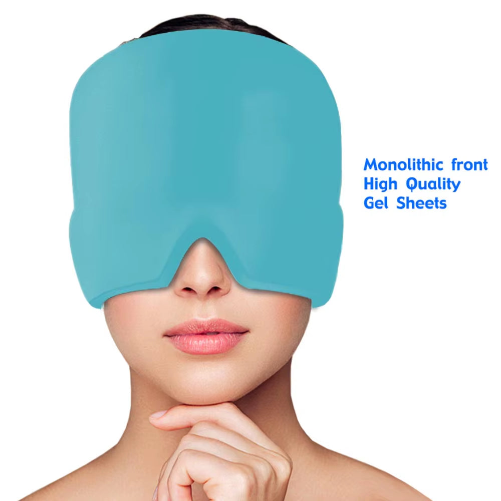 Hot & Cold Gel Head Massager Cap – Migraine & Headache Relief Hat with Eye Mask for Stress, Sinus & Pain Therapy