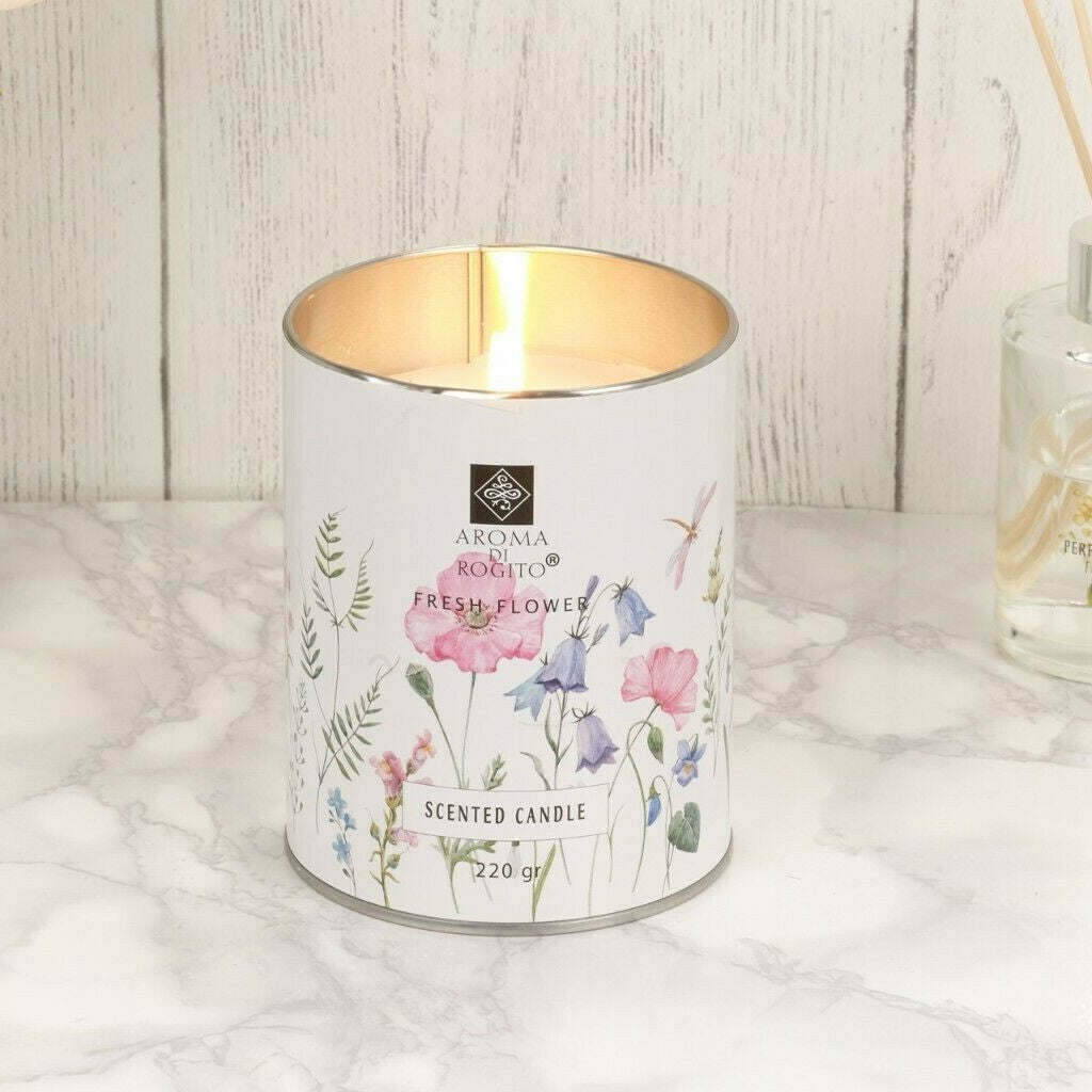 Luxury Flower Scented Wax Candles – 1 or 3 Pc Tin Gift Set, 35-Hour Burn