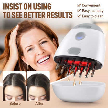 Red Light Therapy Hair Growth Comb – Electric Vibration Scalp Massager with Liquid Applicator