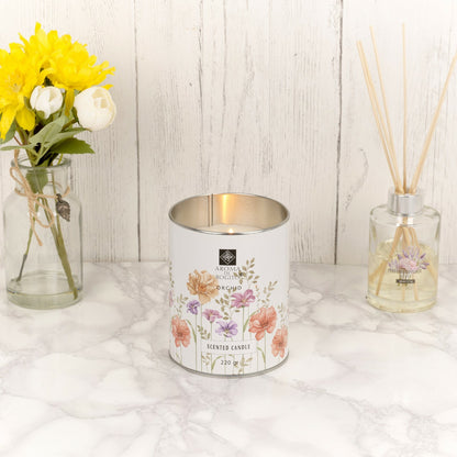 Luxury Flower Scented Wax Candles – 1 or 3 Pc Tin Gift Set, 35-Hour Burn