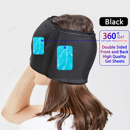 Hot & Cold Gel Head Massager Cap – Migraine & Headache Relief Hat with Eye Mask for Stress, Sinus & Pain Therapy