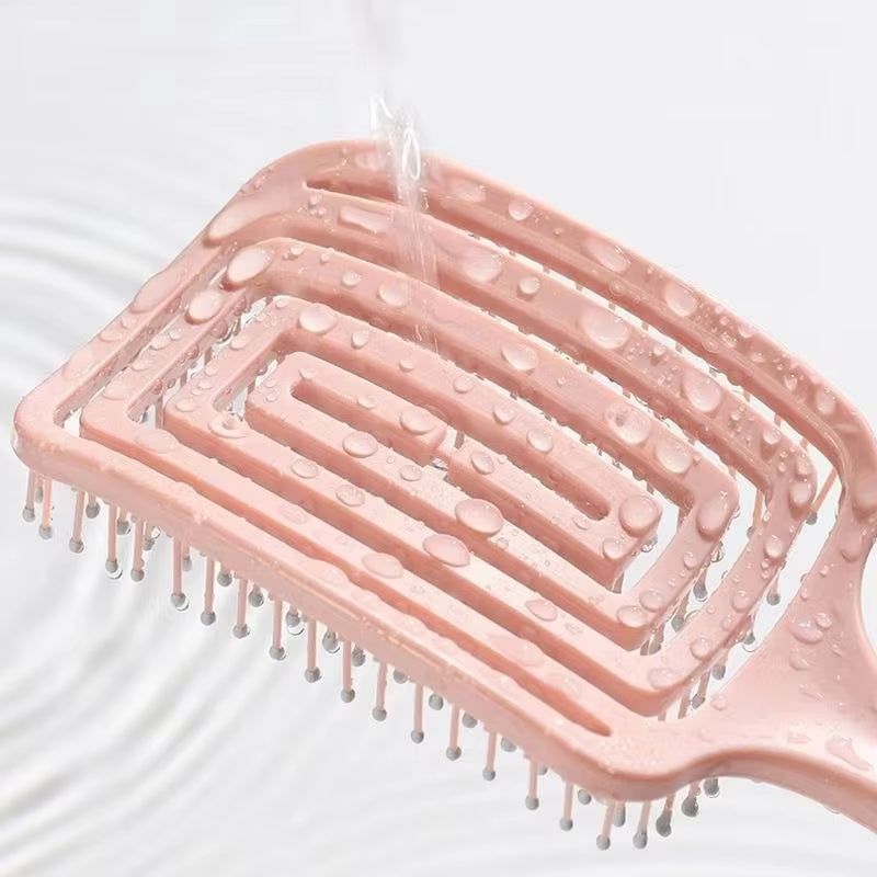 Elastic Massage Hair Brush – Hollow Scalp Detangling Comb for Fast Blow-Dry & Styling