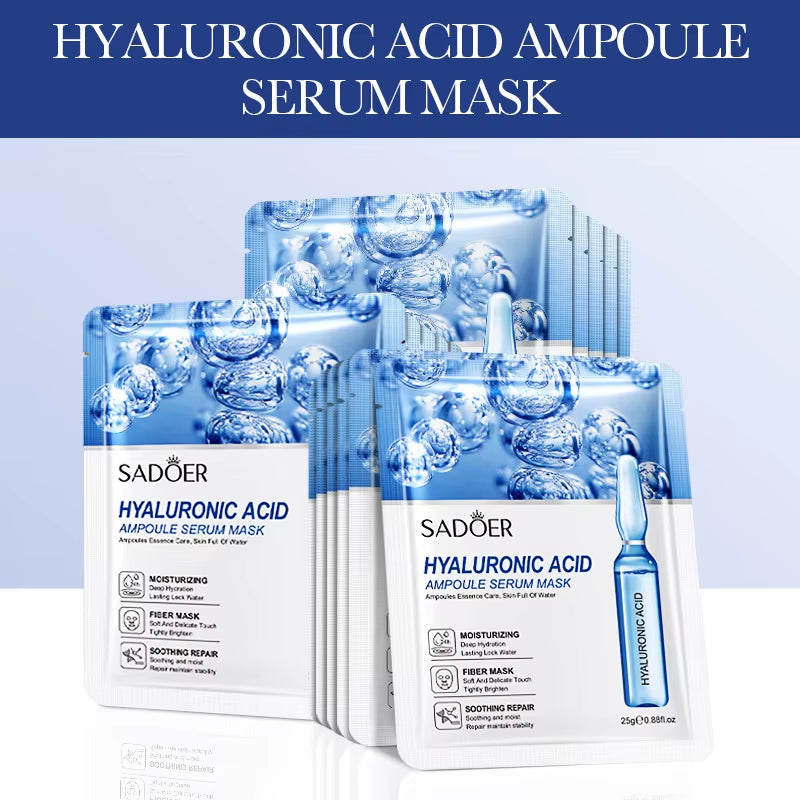 Korean Hyaluronic Acid Sheet Masks (10 Pack) – Deep Moisture, Oil Control & Skin Radiance