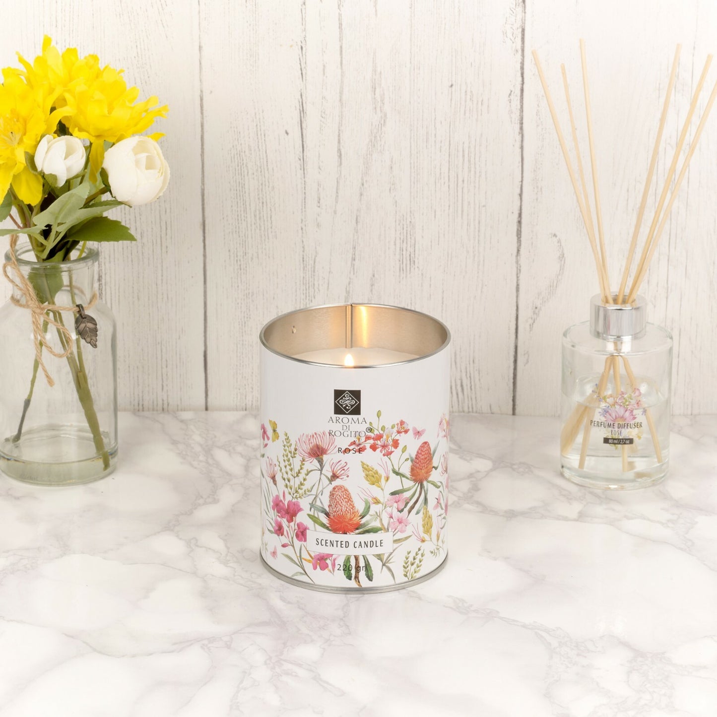 Luxury Flower Scented Wax Candles – 1 or 3 Pc Tin Gift Set, 35-Hour Burn