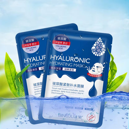 10 Pieces Hyaluronic Acid Facial Mask Sheet Pores Moisturizing Oil-Control Anti-Aging Replenishment Whitening Face Care